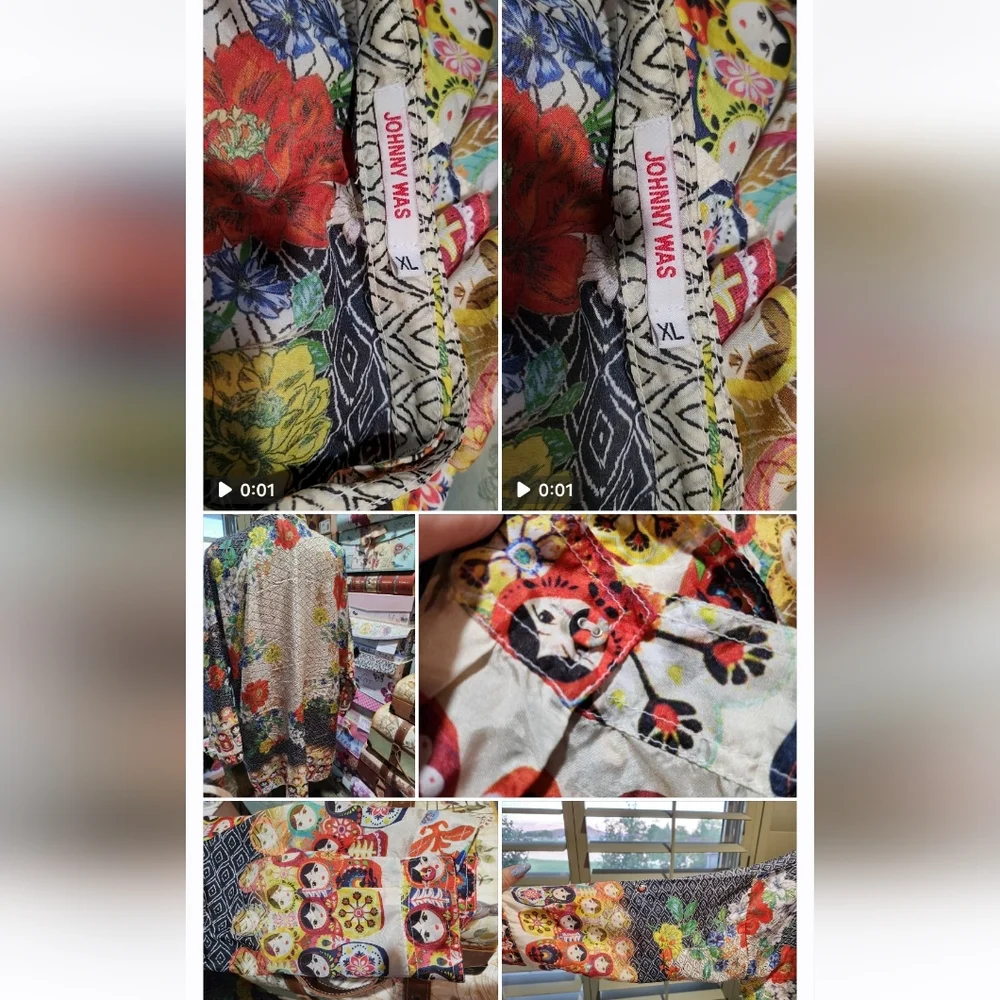 JOHNNY WAS SILK XL LONG SLEEVE TOP - Picture 3 of 4